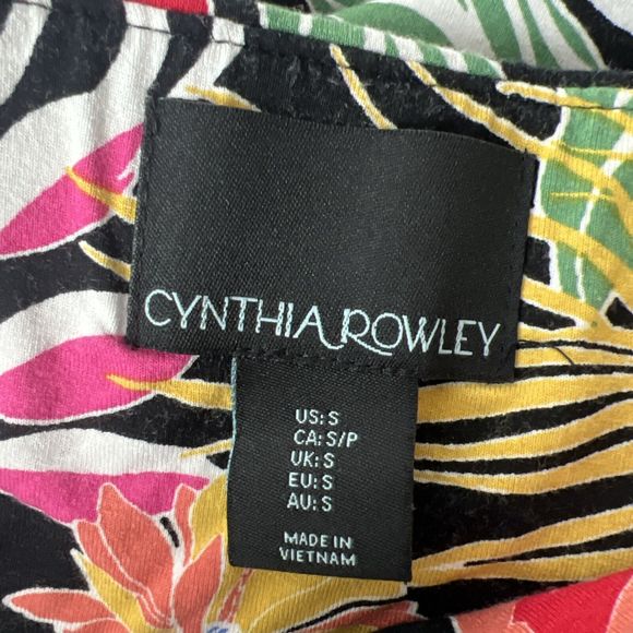 Cynthia Rowley Skirt Women Small Black Multicolor Wrap A-Line Stretch Tropical - Picture 3 of 10